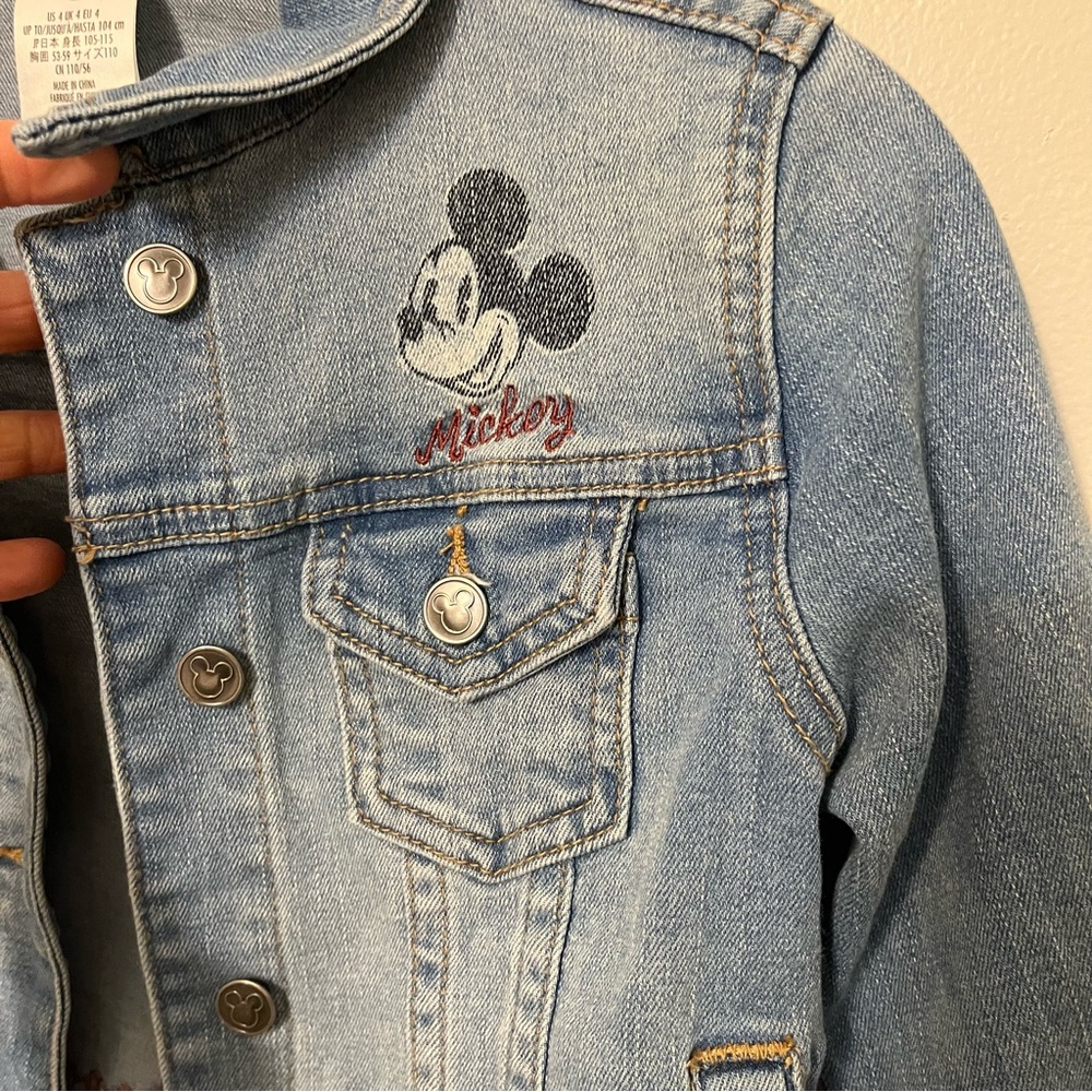 Disney Mickey Mouse Denim Jacket Toddler Size 4T Blue YOUTH Disney world EUC